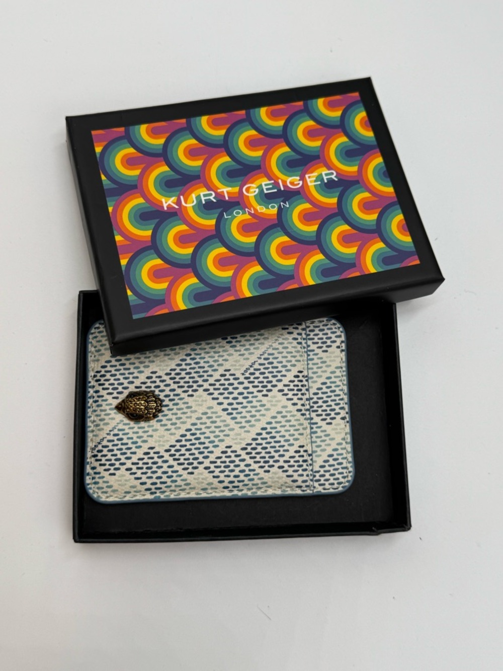 Kurt Geiger London Blue & White Monogram Phone Sticker Card Holder – Eagle Head - Picture 4 of 4